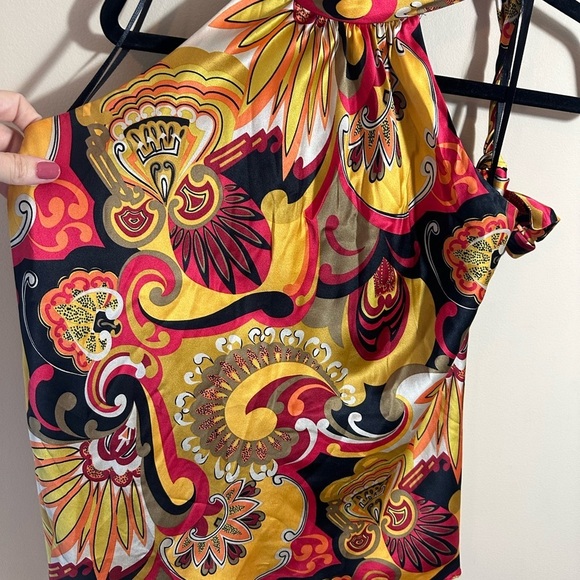 INC International Concepts Yellow Red Asymmetrical Sleeveless Blouse - Picture 4 of 5